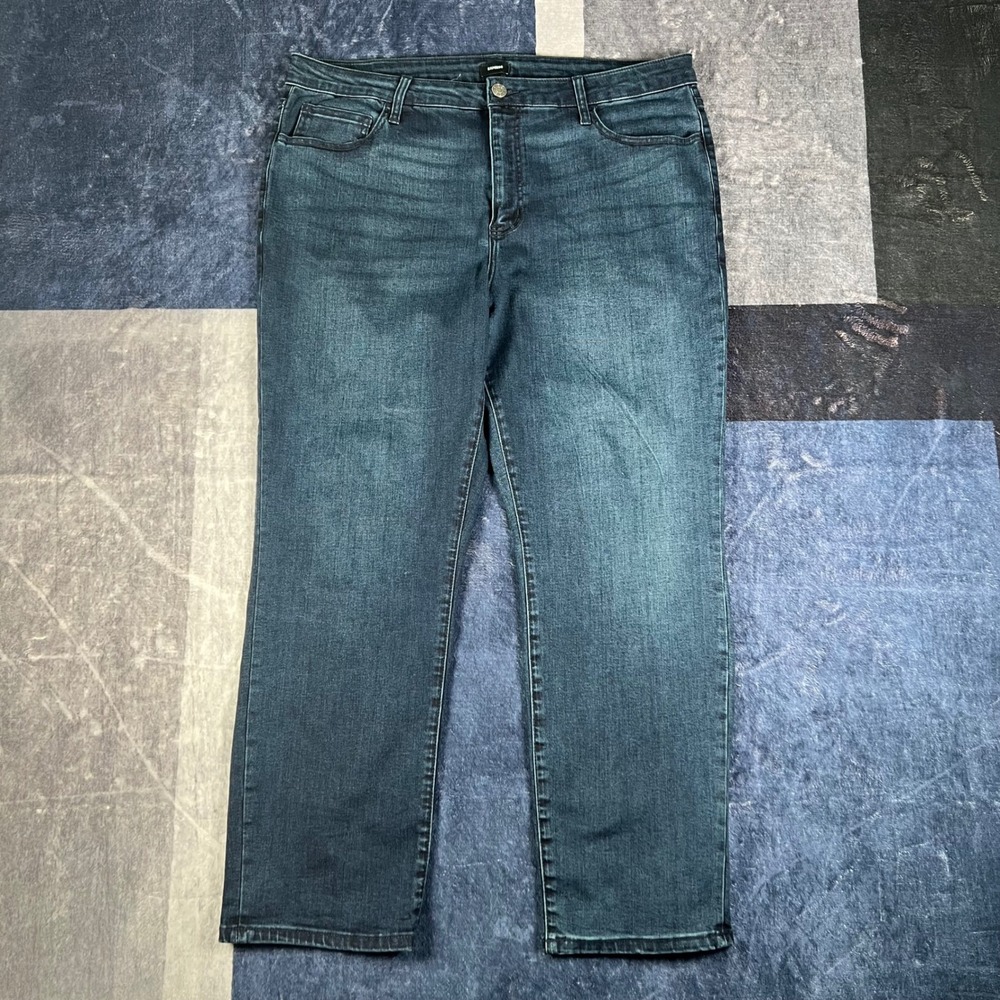 Express Mens Dark Wash Stretch Slim Straight Denim Jeans 38X30 Blue